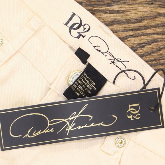 NWT DG2 Printed Hem Skinny Jeans 2 Cream Ivory - Picture 4 of 6